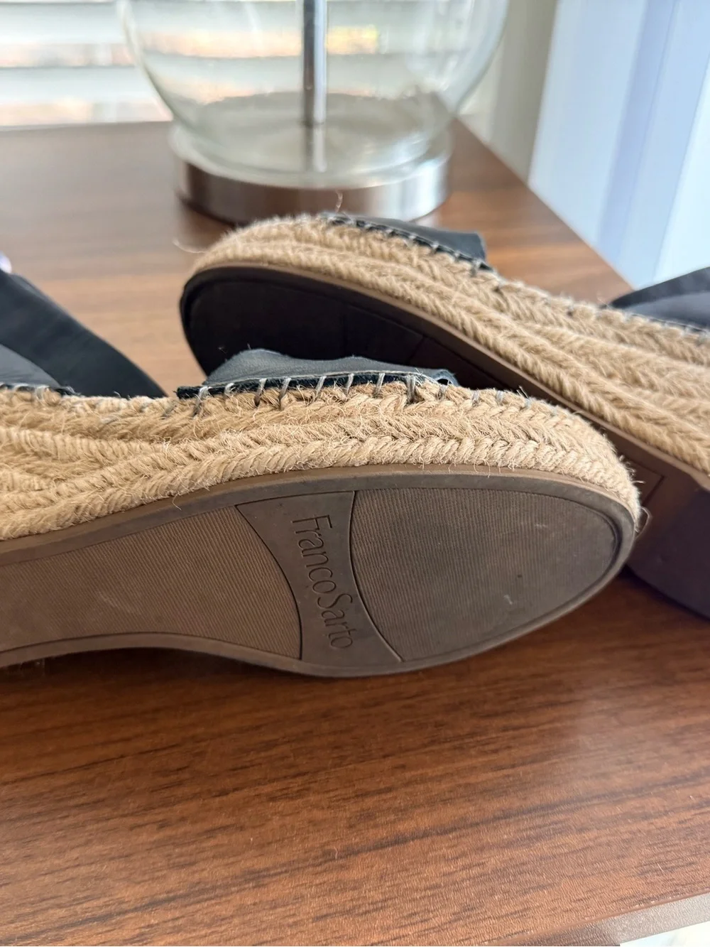 Black Espadrille Platform Sandals Franco Sarto excellent condition size 8